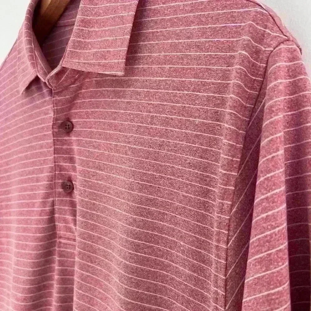 Bobby Jones Men’s Heather Red White Striped Golf Polo Shirt Size Medium - Picture 2 of 4